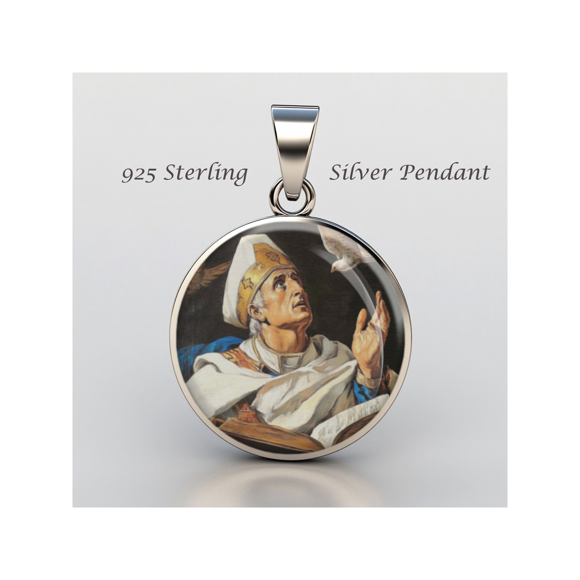 Saint Pope Saint Gregory The Great Catholic sterling silver 925 Christian Medal image 0