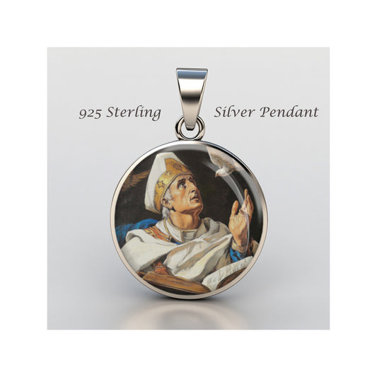Saint Pope Saint Gregory The Great Catholic sterling silver 925 Christian Medal image 0