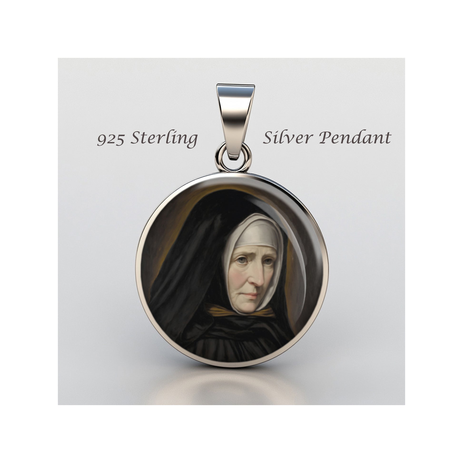 Saint Jeanne Jugan Catholic sterling silver 925 Christian Medal Patron Pendant image 0