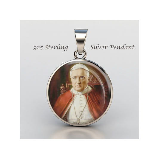 Saint Pope Pius X Catholic sterling silver 925 Christian Medal Patron Pendant image 0