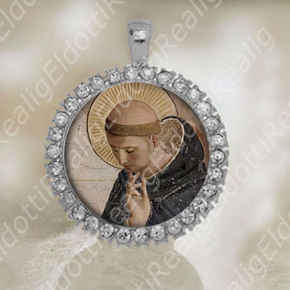 St. Dominic of Osma de Guzman by Fra Angelico Catholic Silver Tone Medal Religious Jewelry Art