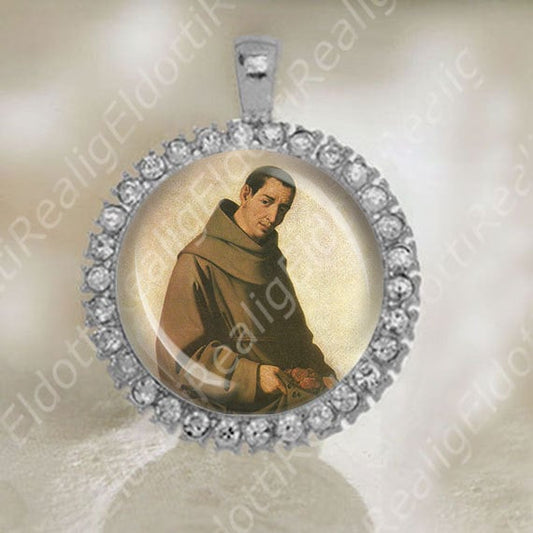 St Diego de Alcala Medal Catholic Patron Christian Silver Tone Jewelry