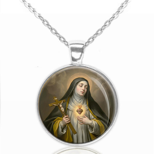 St Rita of Cascia Necklace Pendant Round Medal