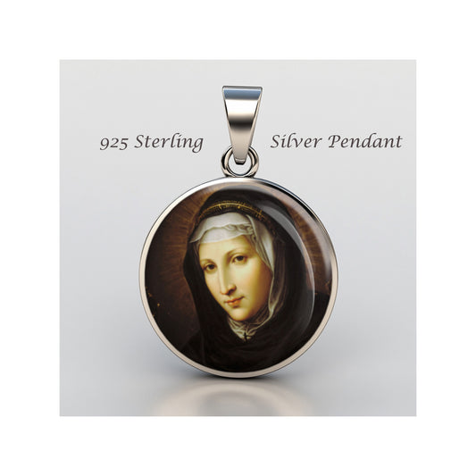 Saint Catherine Of Genoa Catholic sterling silver 925 Christian Medal Patron image 0