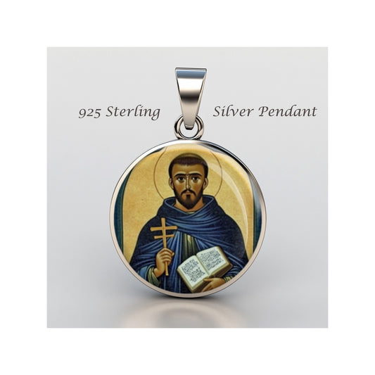 Saint Dominic Catholic sterling silver 925 Christian Medal Patron Pendant image 0