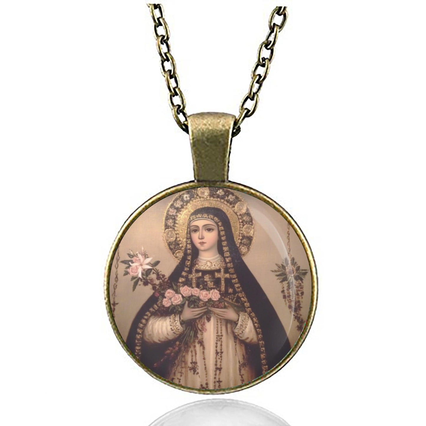 Rose of Lima Catholic Necklace Pendant | St. Rose of Lima Religious Jewelry | Gifts for Him & Her, Spiritual Accessories
