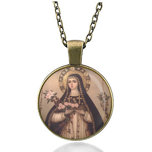 Rose of Lima Catholic Necklace Pendant | St. Rose of Lima Religious Jewelry | Gifts for Him & Her, Spiritual Accessories