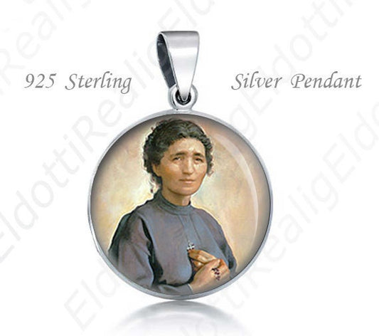 Blessed Eurosia Fabris Sterling Silver Pendant. Mamma Rosa Religious Christian 925 Silver Medal Round 20mm Patron Saint