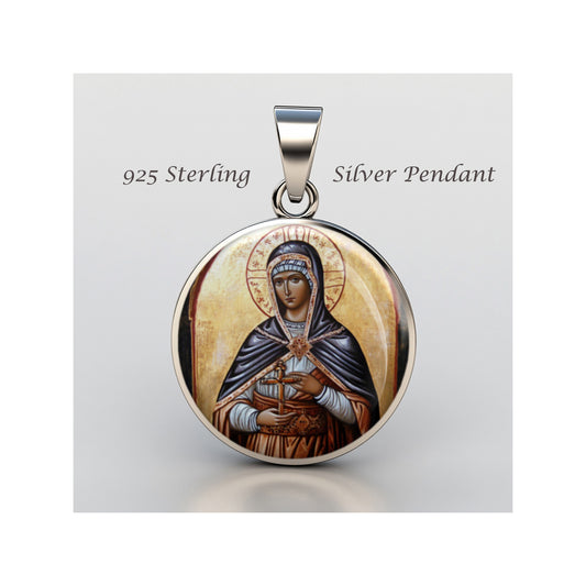 Saint Priscila Catholic sterling silver 925 Christian Medal Patron Pendant image 0