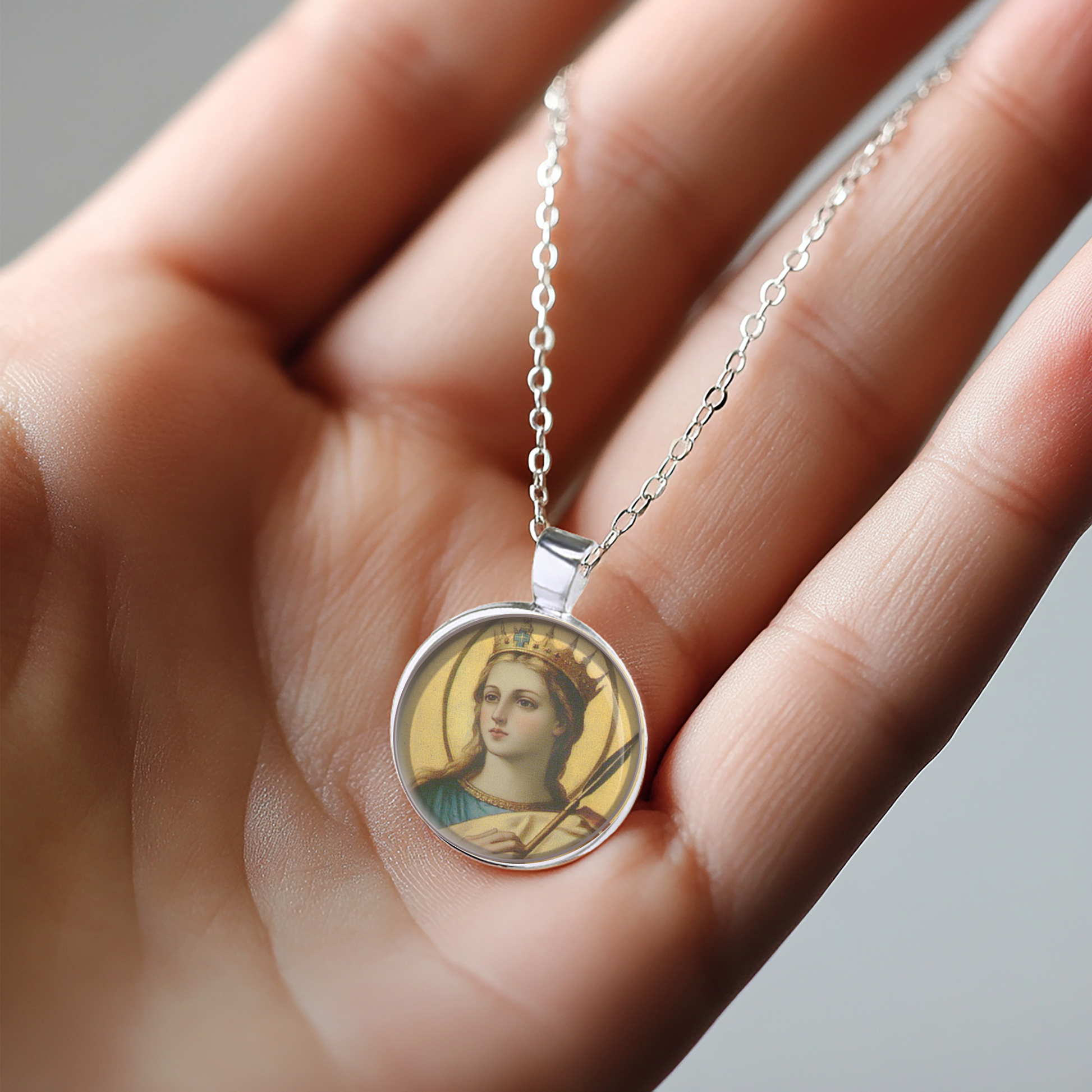 St. Ursula Necklace Catholic Saint Pendant Medal image 3