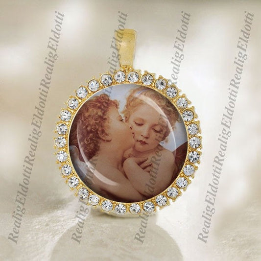 Sweet Cherubs Angels  Religious Christian Gold Medal Pendant Jewelry