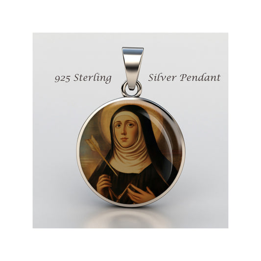Saint Teresa Avila Of Jesus Catholic sterling silver 925 Christian Medal Patron image 0