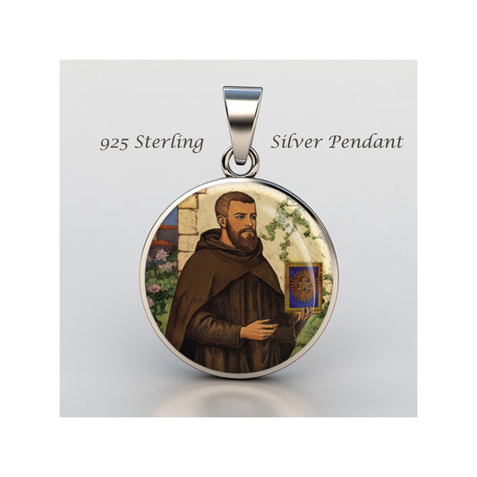Saint Bernardine Of Siena Catholic sterling silver 925 Christian Medal Patron image 0