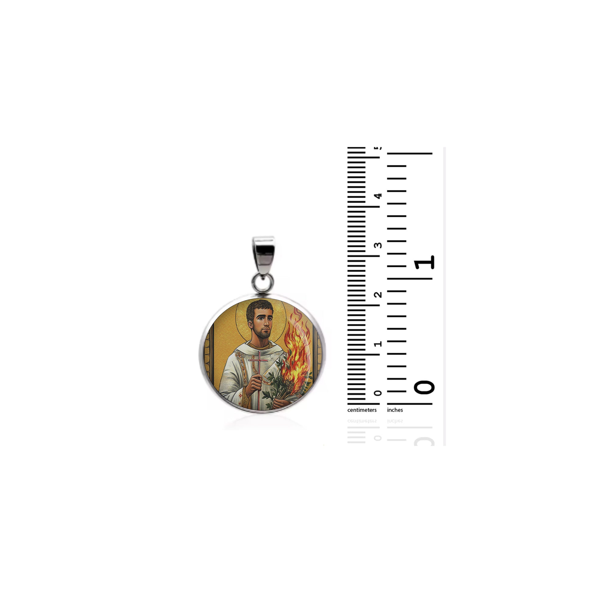 Saint Lawrence Catholic sterling silver 925 Christian Medal Patron Pendant image 1