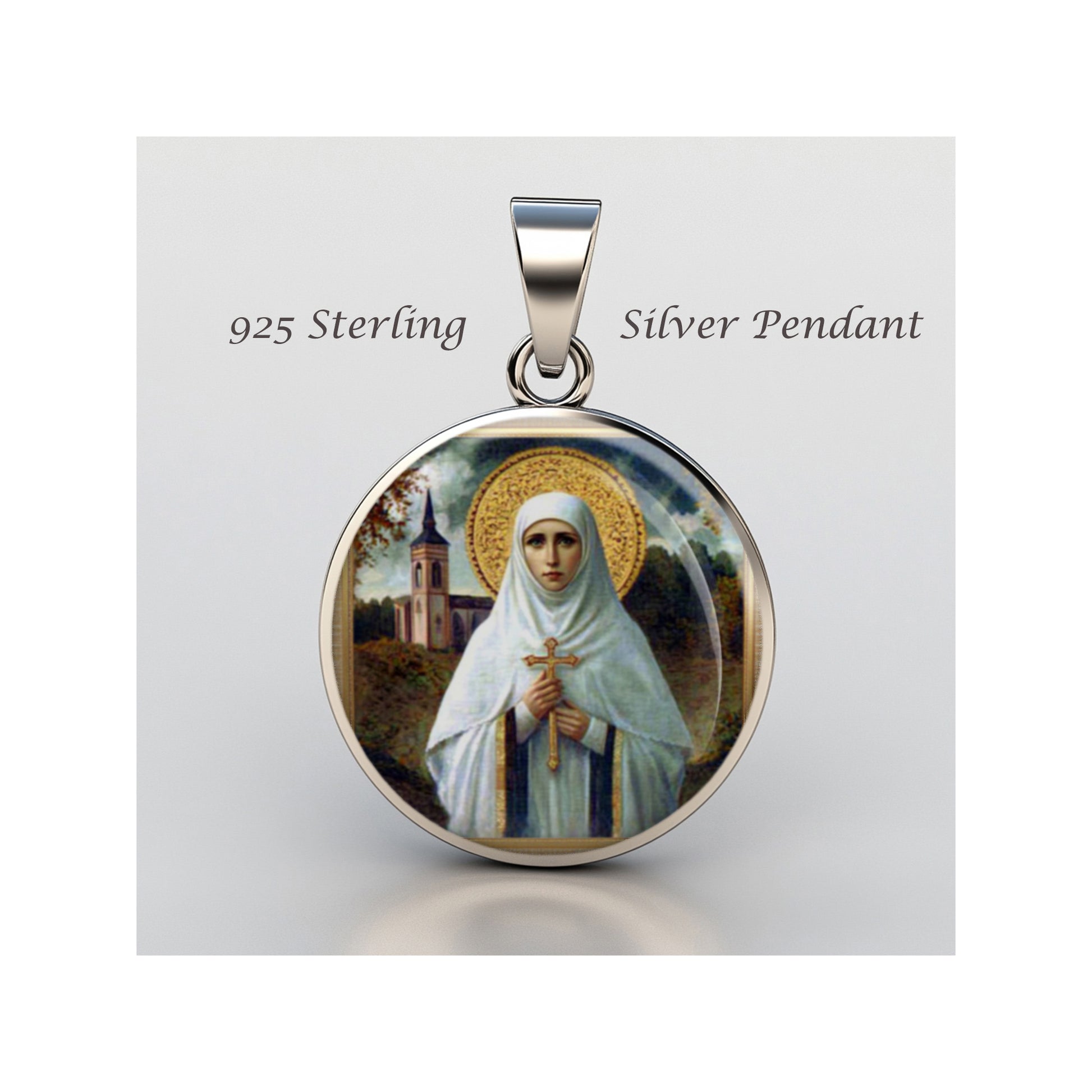 Saint Elizabeth Of Russia Catholic sterling silver 925 Christian Medal Patron image 0