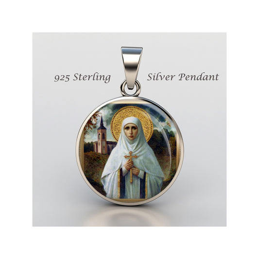 Saint Elizabeth Of Russia Catholic sterling silver 925 Christian Medal Patron image 0