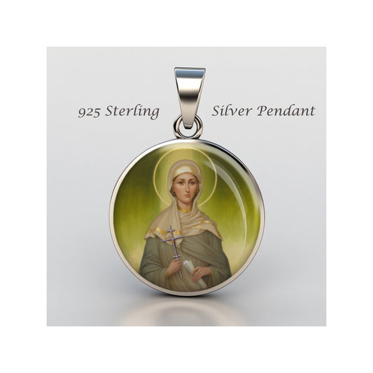 Saint Phoebe Catholic sterling silver 925 Christian Medal Patron Pendant image 0