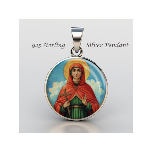 Saint Claudia Catholic sterling silver 925 Christian Medal Patron Pendant image 0