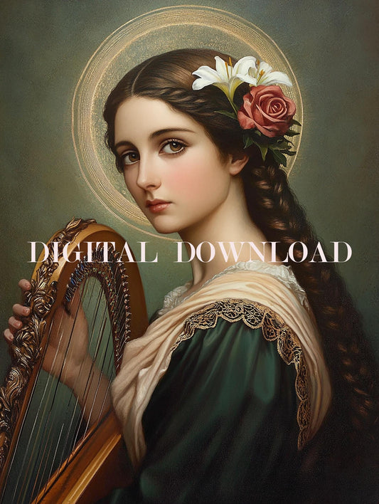 Saint Cecilia Religious Art Digital Image Catholic Print image 0