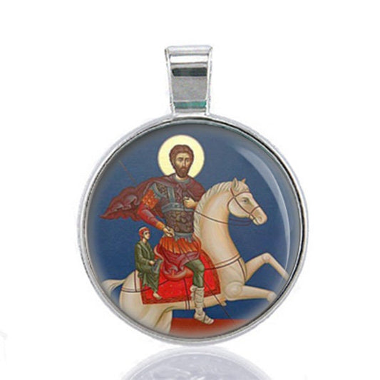 Saint Sarkis the Warrior Catholic Medal. Religious Christian Martyr and Military Saint Pendant