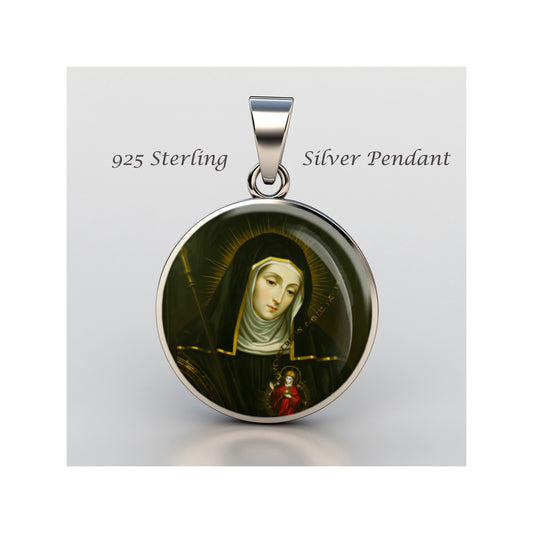 Saint Gertrude The Great Catholic sterling silver 925 Christian Medal Patron image 0