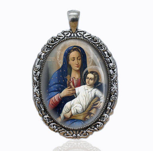 Theotokos Orthodox Mary Icon Relgous Christian Medal Filigree Pendant