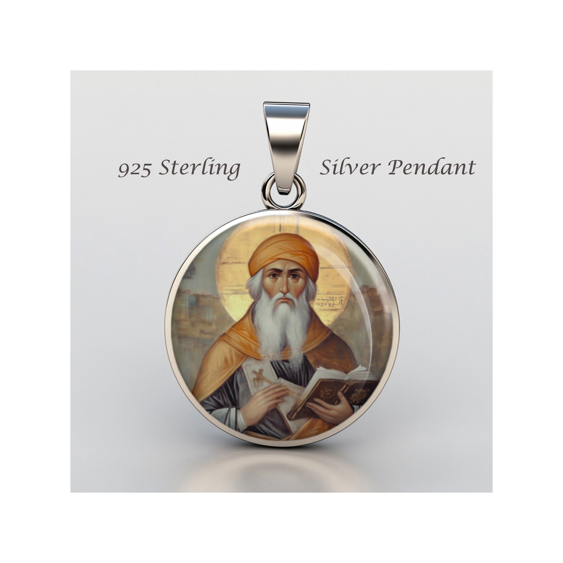Saint John Of Damascus Catholic sterling silver 925 Christian Medal Patron image 0