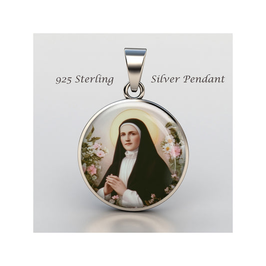 Saint Bernadette Catholic sterling silver 925 Christian Medal Patron Pendant image 0