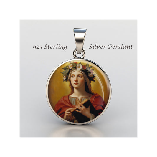 Saint Bona Of Pisa Catholic sterling silver 925 Christian Medal Patron Pendant image 0