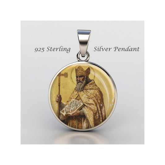 Saint Aedan Of Ferns Religious Devotional sterling silver 925 Christian Medal Patron Pendant