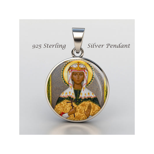 Saint Daria Catholic sterling silver 925 Christian Medal Patron Pendant image 0