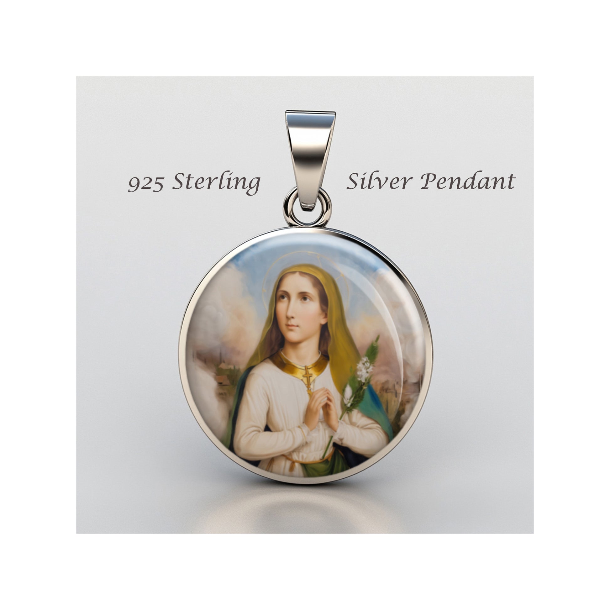 Saint Germaine Cousin Catholic sterling silver 925 Christian Medal Patron image 0