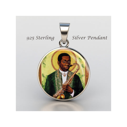 Saint John Coltrane Catholic sterling silver 925 Christian Medal Patron Pendant image 0