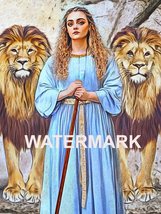 Saint Blandina with Lions Religious Art Digital Image image 0