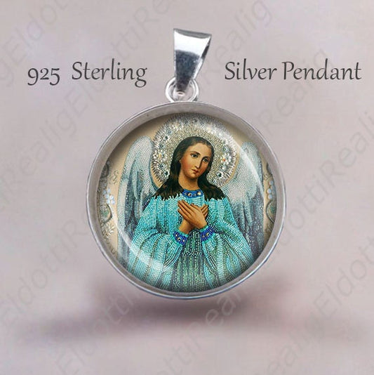 My GUARDIAN Angel Orthodox Medal. Sterling Silver 925 Angel Christian Pendant 20mm Jewelry Protection