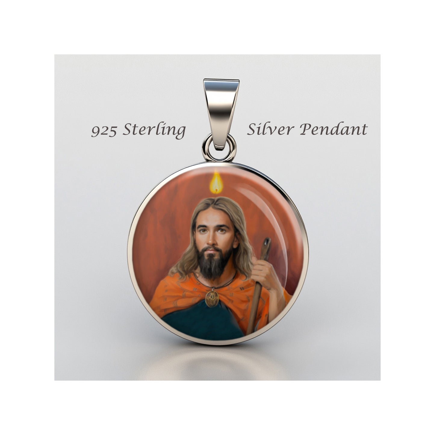 Saint Jude Thaddaeus Catholic sterling silver 925 Christian Medal Patron Pendant image 0