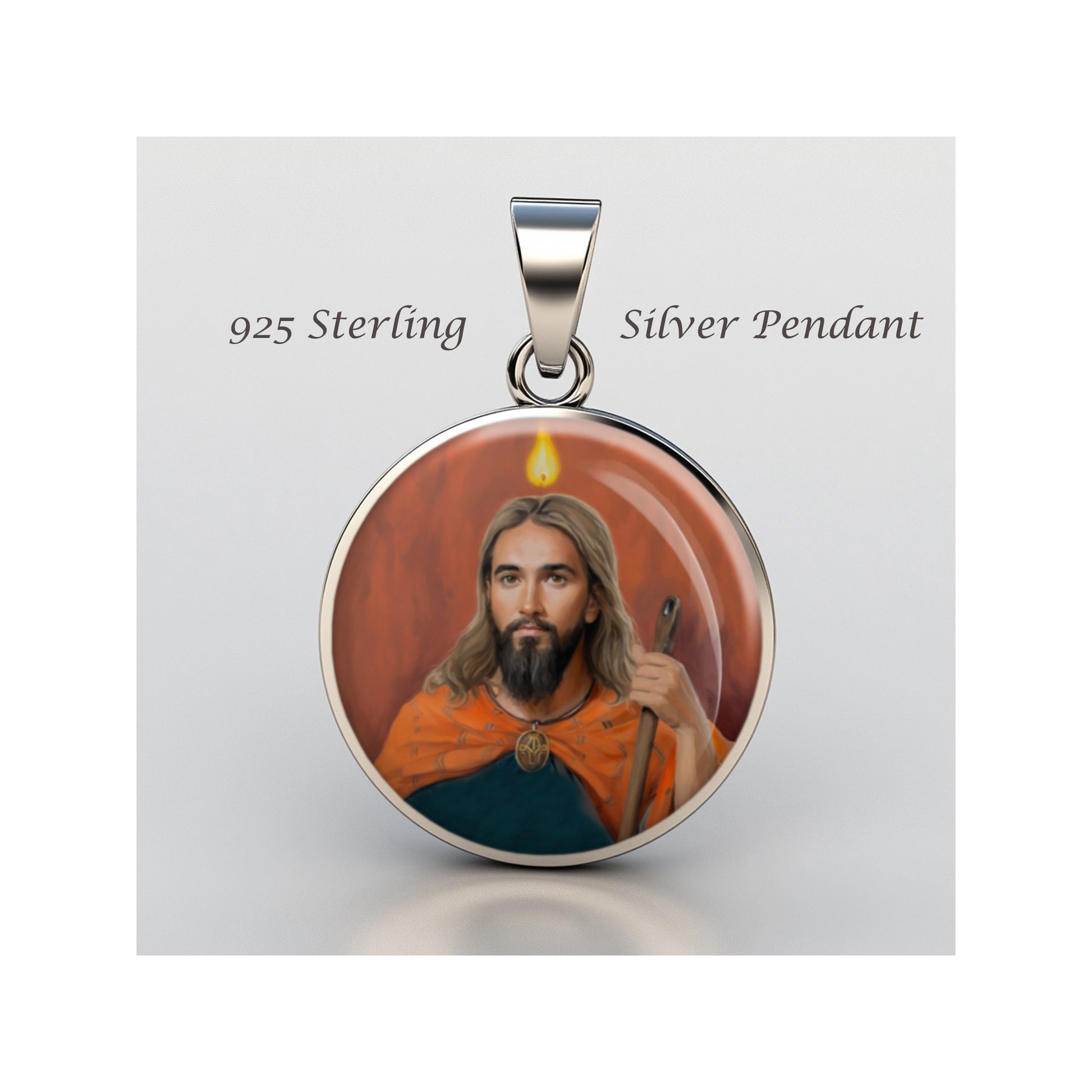 Saint Jude Thaddaeus Catholic sterling silver 925 Christian Medal Patron Pendant image 0