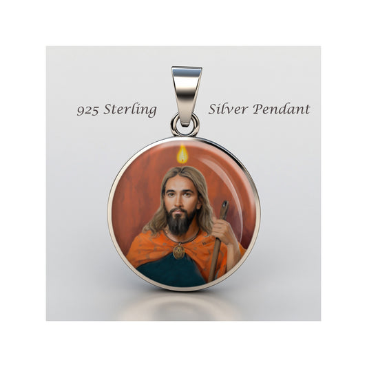 Saint Jude Thaddaeus Catholic sterling silver 925 Christian Medal Patron Pendant image 0