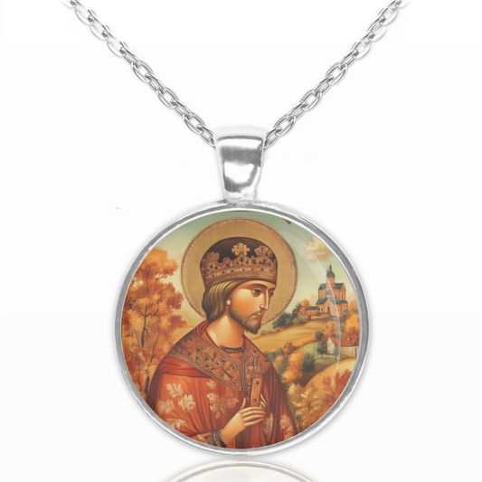 St. Wenceslas Necklace Catholic Saint Pendant Medal image 0