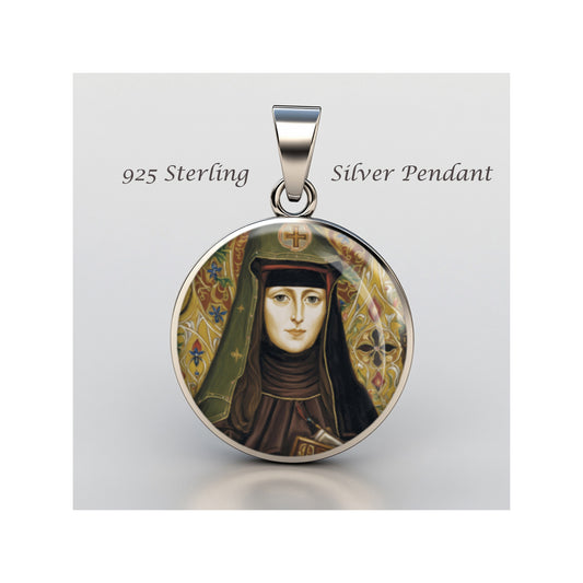 Saint Hildegard Of Bingen Catholic sterling silver 925 Christian Medal Patron image 0