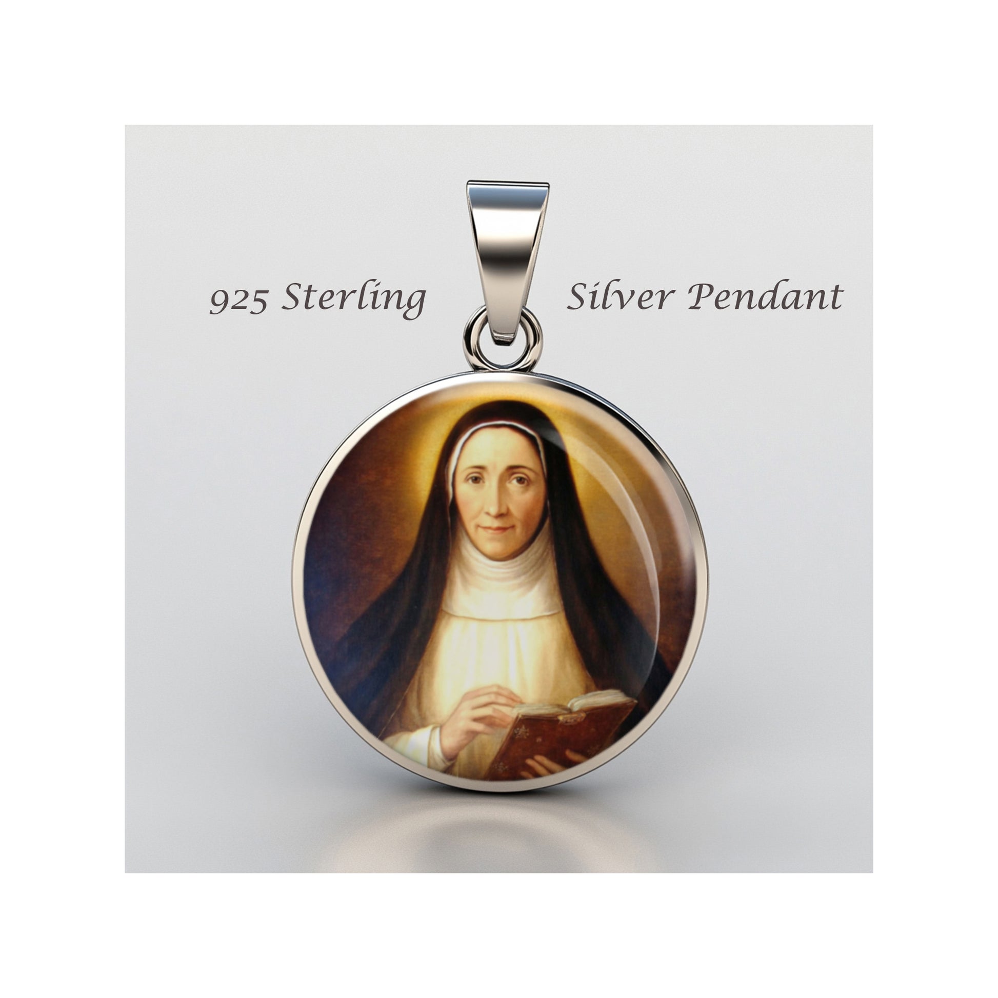 Saint Charlotte Catholic sterling silver 925 Christian Medal Patron Pendant image 0