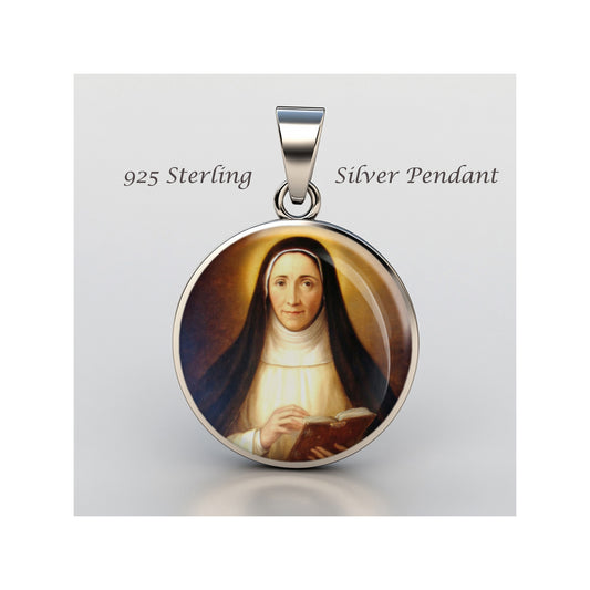 Saint Charlotte Catholic sterling silver 925 Christian Medal Patron Pendant image 0