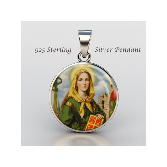 Saint Dymphna Catholic sterling silver 925 Christian Medal Patron Pendant image 0