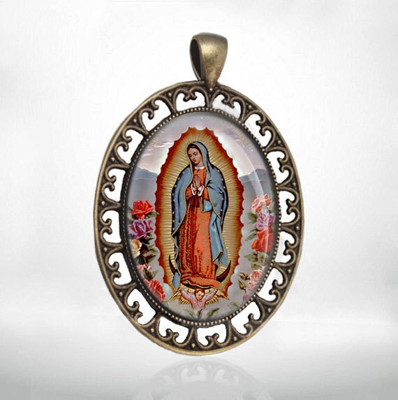 Our Lady of Guadalupe Christian Catholic Christian Medal Pendant Oval Bronze Religious jewelry