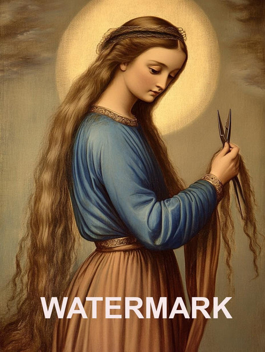 Saint Catherine of Siena  Cutting Her Hair Religious Art Digital Image image 0