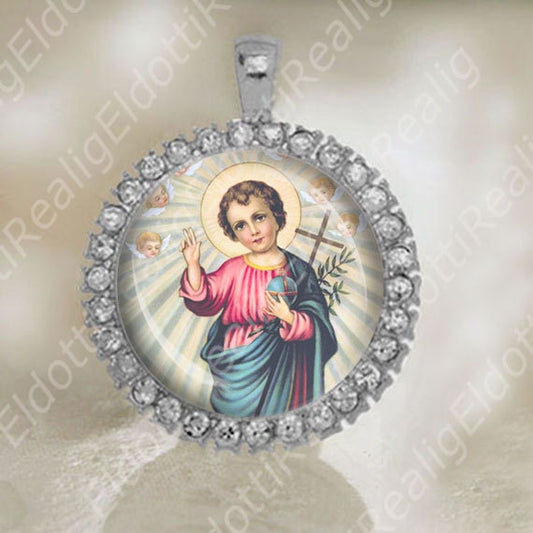 Child Jesus Holding Globus Cruciger Catholic SilverTone Christian Medal