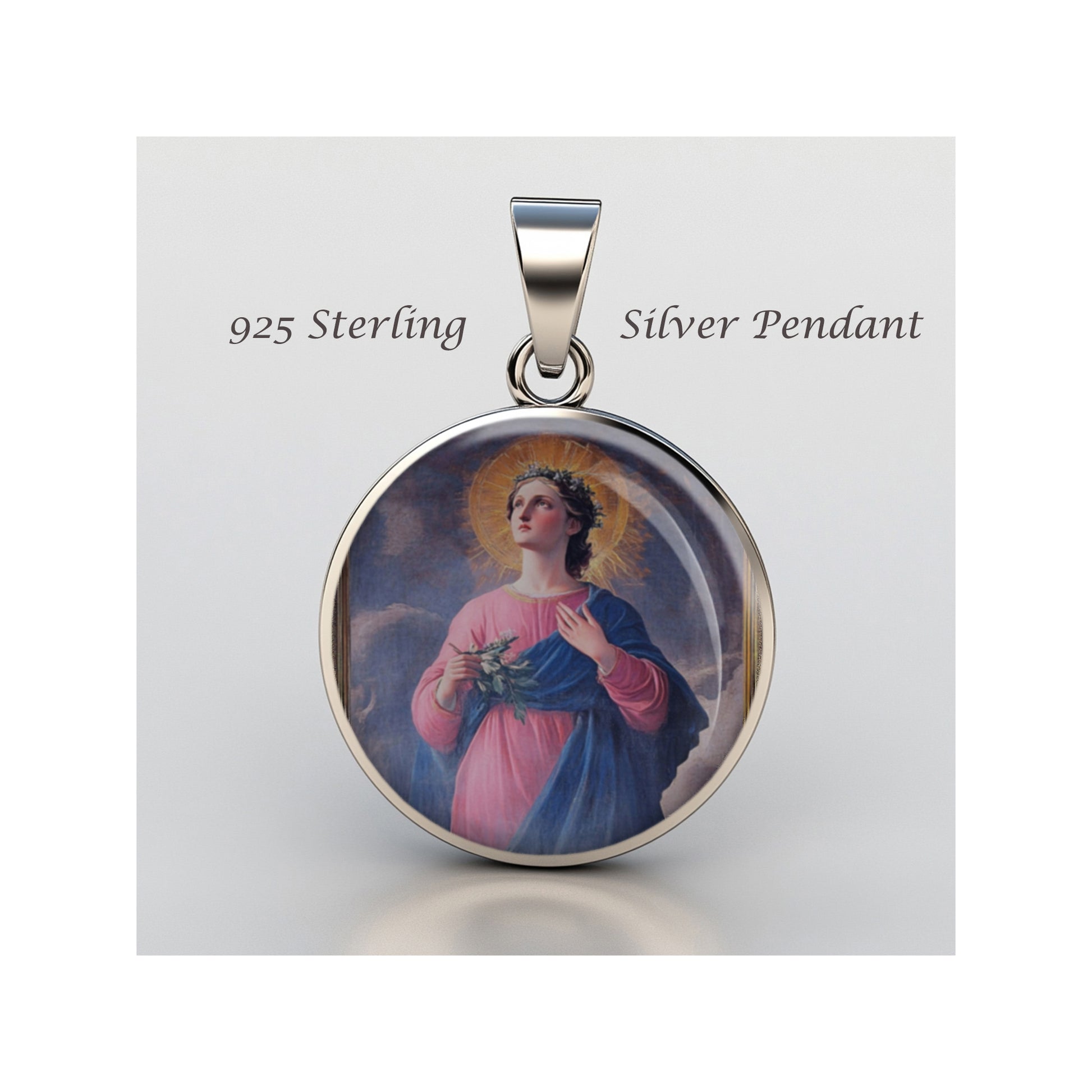Saint Perpetua Catholic sterling silver 925 Christian Medal Patron Pendant image 0
