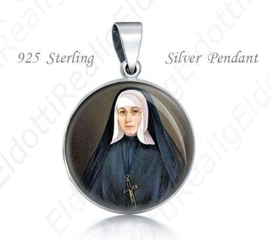 Blessed Marie Rose Durocher Religious Christian 925 Sterling Silver Medal Round Pendant 20mm Jewelry for Necklace