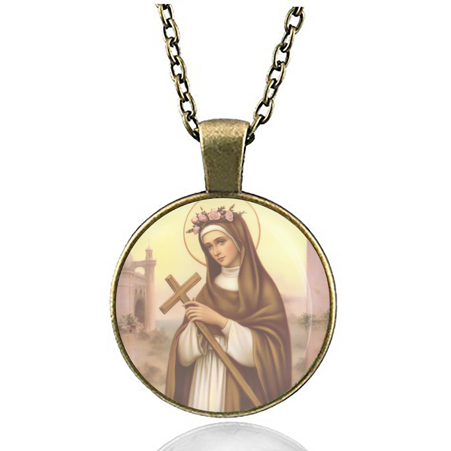St Rose of Lima Pendant Necklace | Saint Rose of Lima Catholic Jewelry | Religious Gift for Women & Girls