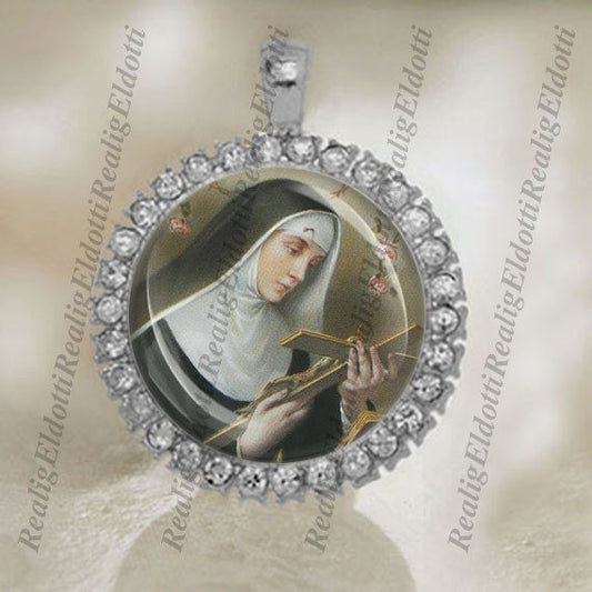 St Rita of Cascia Patron Saint Christian Catholic Silver Tone Medal Charm Pendant Religious Jewelry